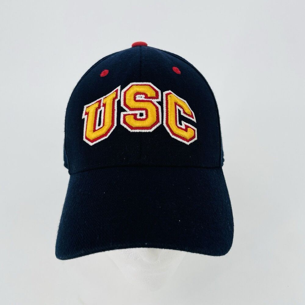 Vintage USC Trojans Hat Cap Top of the World One Fit Navy Blue Raised Embroidery